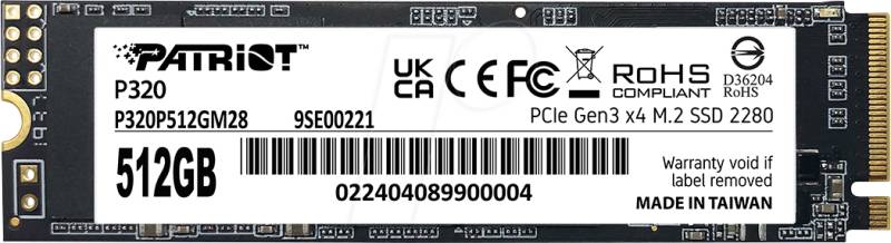 P320P512GM28 - Patriot P320 SSD 512 GB, M.2 2280 von PATRIOT MEMORY
