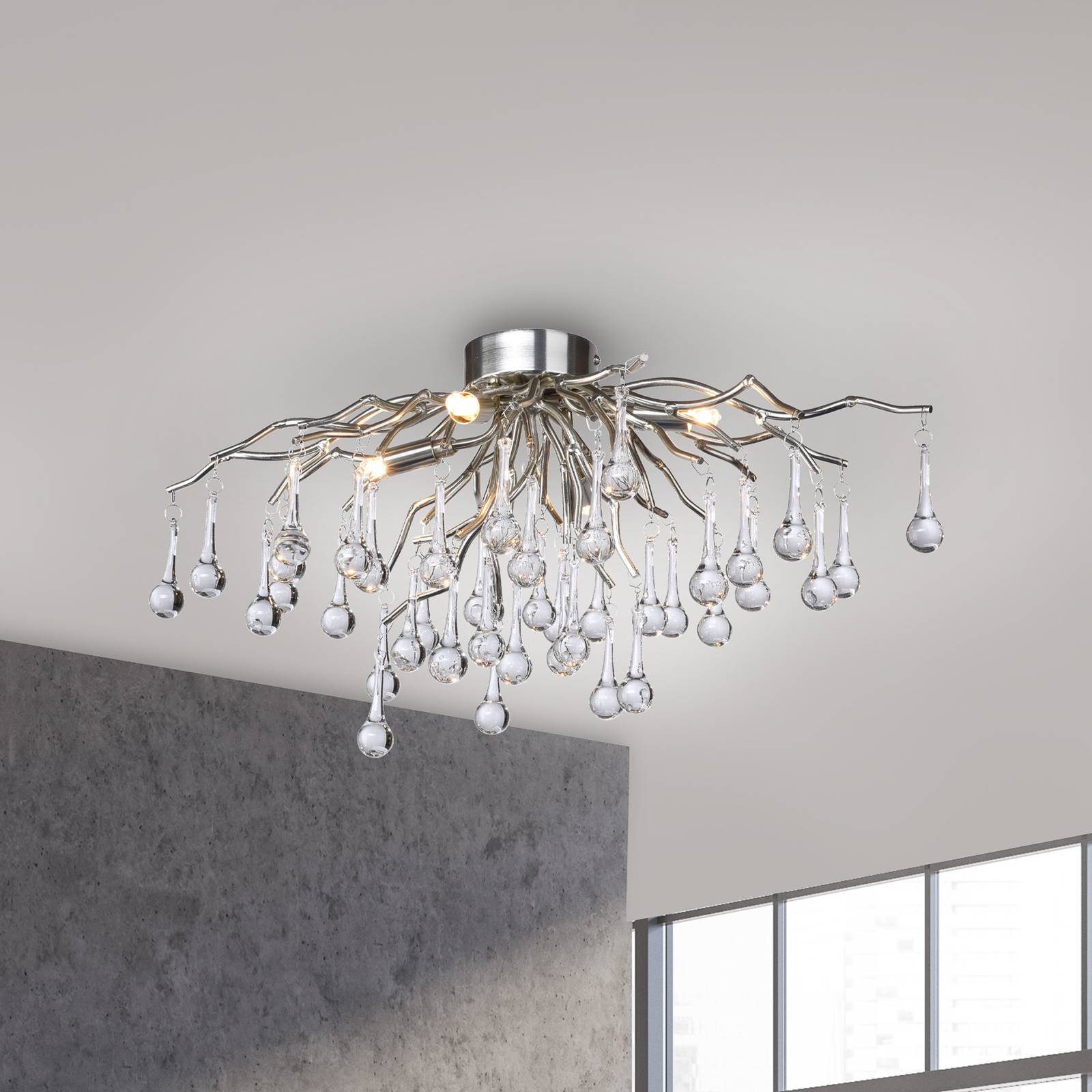 Paul Neuhaus Deckenleuchte Icicle, Glasbehang, 4-fl., silber Paul Neuhaus Deckenleuchte Icicle, Glasbehang, 4-fl., silber von PAUL NEUHAUS