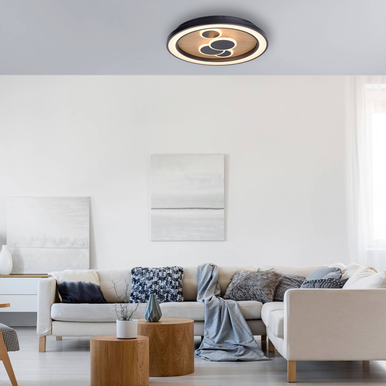 Paul Neuhaus LED-Deckenleuchte Eliza, Eiche geölt, Ø 60 cm Paul Neuhaus LED-Deckenleuchte Eliza, Eiche geölt, Ø 60 cm von PAUL NEUHAUS