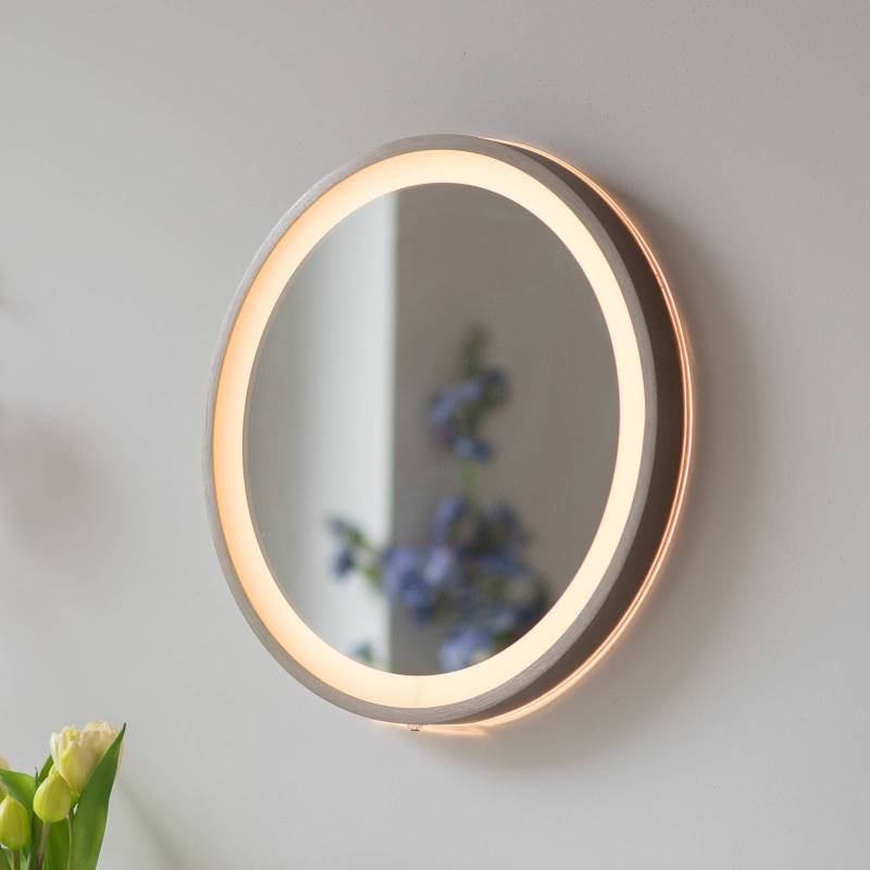 LED-Wandspiegel VIDRO, bronze, Ø 36 cm, Powerbank, Schalter von PAUL NEUHAUS