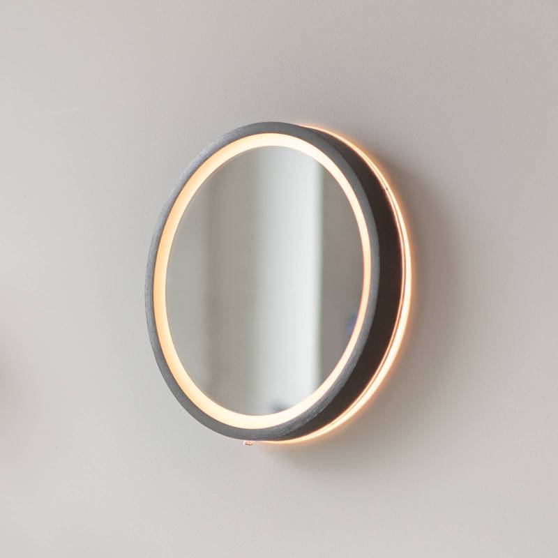 LED-Wandspiegel VIDRO, grau, Ø 26 cm, Powerbank, Schalter von PAUL NEUHAUS