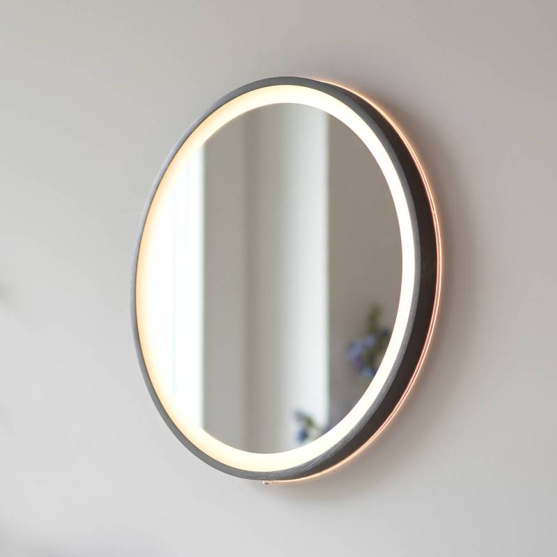 LED-Wandspiegel VIDRO, grau, Ø 46 cm, Powerbank, Schalter von PAUL NEUHAUS