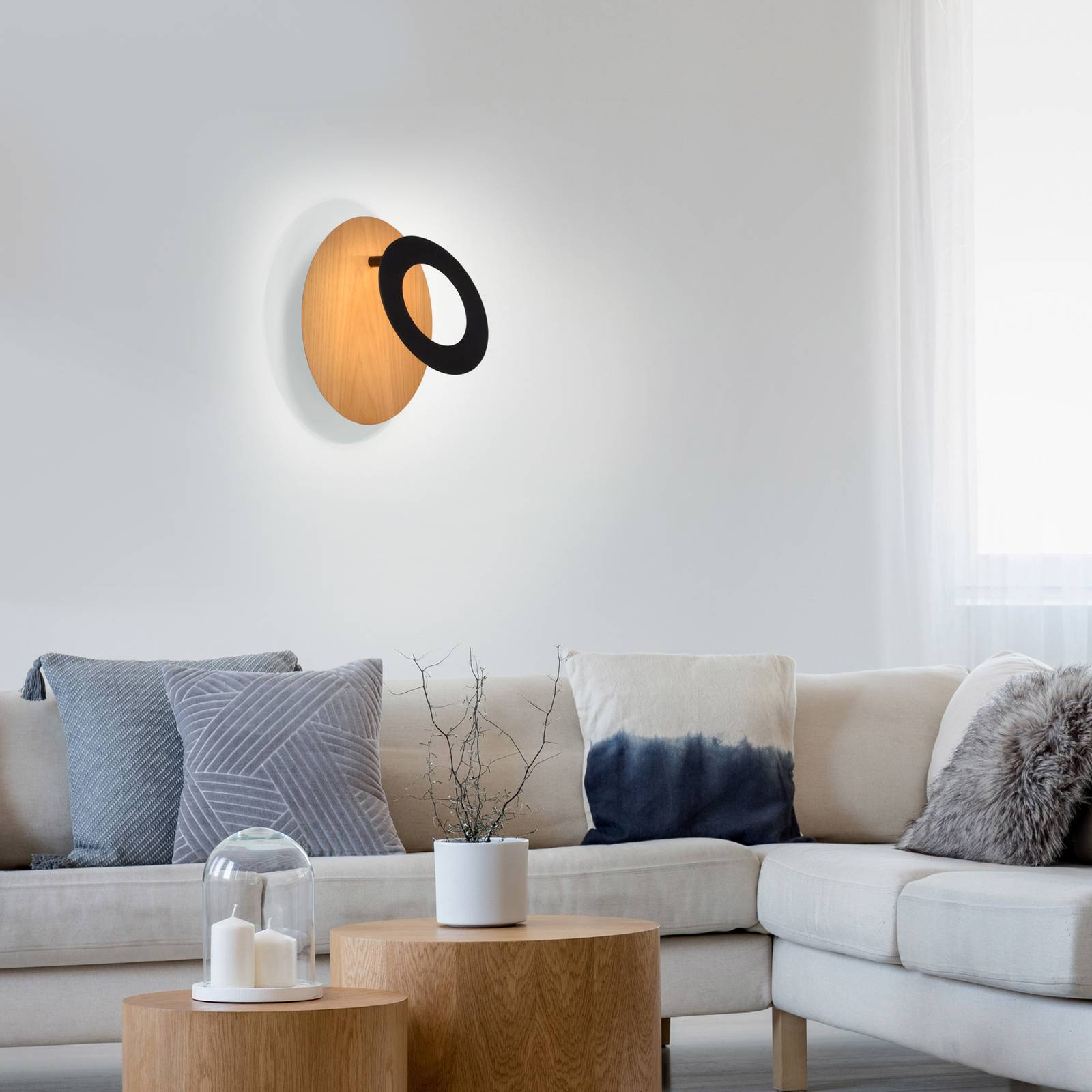 Paul Neuhaus Nevis LED-Wandleuchte aus Holz, rund Paul Neuhaus Nevis LED-Wandleuchte aus Holz, rund von PAUL NEUHAUS