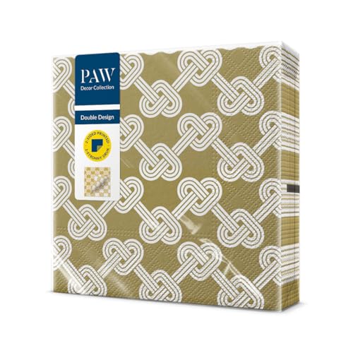 PAW - Doppelseitige Servietten 3-lagig (33 x 33 cm) I 20 Stück I Perfekt für Geburtstage, Partys, Hochzeiten, Kommunion, Feiern I Tischdeko Beidseitig Bedruckt - Herzen Brezeln I Hearts Pretzels von PAW Decor Collection