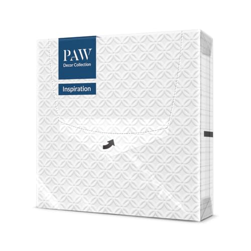 PAW - Geprägte Servietten 3-lagig (33 x 33 cm) I 20 Stück I Perfekt für Geburtstage, Partys, Hochzeiten, Kommunion, Feiern I Tischdeko Strukturierte Papierservietten I Inspiration Modern (white) von PAW Decor Collection