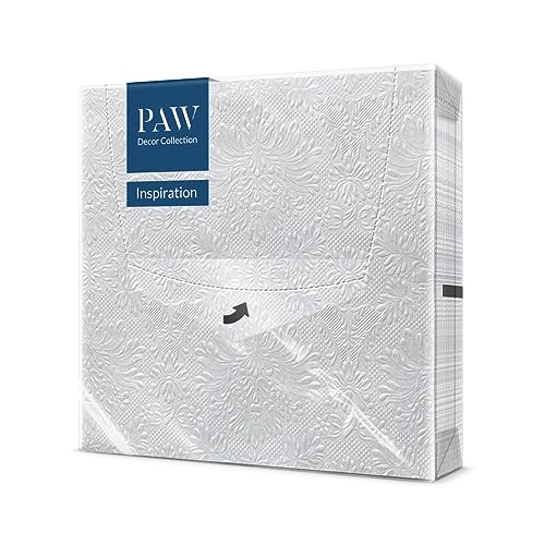 PAW - Servietten 3-lagig (33 x 33 cm) I 20 Stück I Perfekt für Geburtstage, Partys, Hochzeiten, Kommunion und Feiern I Papierservietten Bunt - Besondere Anlässe, Ornamente, Silber I Inspiration von PAW Decor Collection