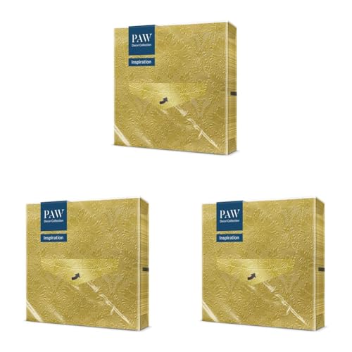 PAW - Servietten 3-lagig (33 x 33 cm) I 20 Stück I Perfekt für Geburtstage, Partys, Hochzeiten, Kommunion und Feiern I Papierservietten Bunt - Besondere Anlässe, Ornamente I Inspiration Classic (gold) von PAW Decor Collection