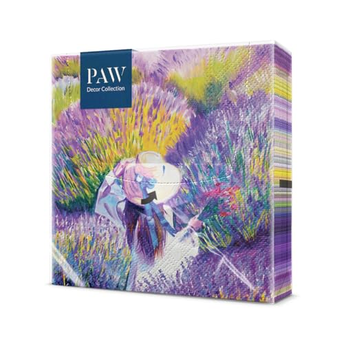 PAW - Servietten 3-lagig (33 x 33 cm) I 20 Stück I Perfekt für Geburtstage, Partys, Hochzeiten, Kommunion und Feiern I Tischdeko Bunte Papierservietten - Lavendel Sonnenuntergang I Lavender Sunset von PAW Decor Collection