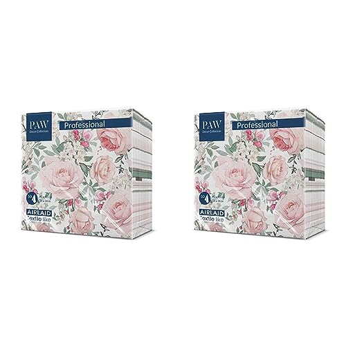 PAW - Servietten aus Airlaid - Stoffähnlich (40 x 40 cm) I 50 Stück I Ideal für Hochzeit, Taufe, Kommunion, Geburtstag I Stoffservietten - Blumen, Rosen I Farbe: Gorgeous Roses (Packung mit 2) von PAW Decor Collection