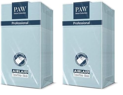 PAW - Servietten aus Airlaid - Stoffähnlich (1/8 pocket) I 25 Stück I Ideal für Hochzeit, Taufe, Kommunion, Geburtstag I Hochwertige Tischdeko Stoffservietten - Einfarbig Blau I Monolcolor light blue von PAW Decor Collection