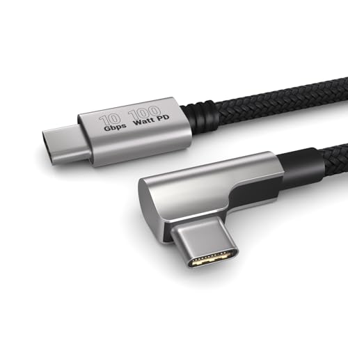 1m USB C auf USB C Kabel, 100W Power Delivery 20V/5A PD 3.0 Schnellladekabel, 10 Gbps - USB 3.2 Gen2x1 Highspeed Datenkabel, eleganter Winkelstecker, schwarz von PAXO