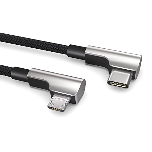 PAXO 0,15m USB C auf MICRO USB, OTG Kabel, lädt Micro USB Geräte, Winkelstecker, Datenkabel, Ladekabel, USB 2.0 von PAXO