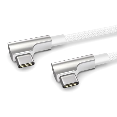 PAXO 0,2m Ladekabel, 3A, USB C auf USB C Kabel, USB 2.0, elegante Winkelstecker, besonders flexibler Stoffmantel in weiß von PAXO