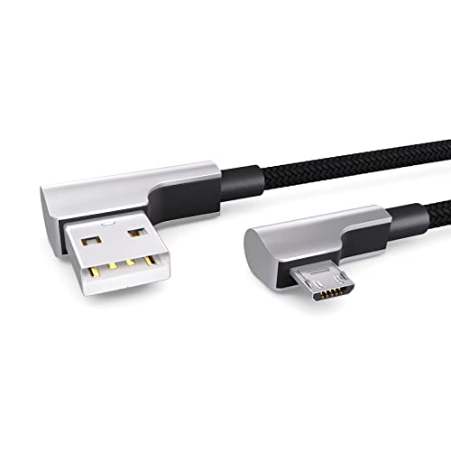 PAXO 0,3m Nylon Micro USB Kabel schwarz, 90 Grad Winkelstecker, USB auf Mikro USB Ladekabel, Datenkabel, Ladekabel, USB 2.0 von PAXO