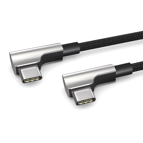 PAXO 0,5m Ladekabel, 3A, USB C auf USB C Kabel, USB 2.0, elegante Winkelstecker, besonders flexibler Stoffmantel in schwarz von PAXO