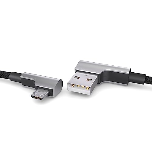 PAXO 1m Nylon Micro USB Kabel schwarz, 90 Grad Winkelstecker, USB auf Mikro USB Ladekabel, Datenkabel, Ladekabel, USB 2.0 von PAXO