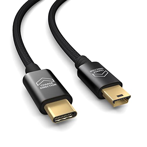 PAXO 1m USB C auf Mini USB Kabel (OTG kompatibel), für Dashcam, Kamera, Navi, PS3 Controller, Digitaler Bilderrahmen, Schnellladekabel, Datenkabel von PAXO
