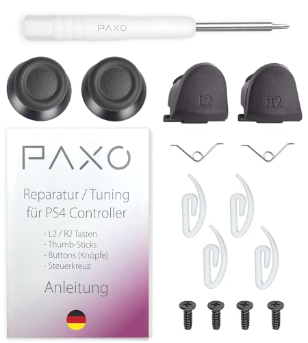 PS4 Controller Reparatur Set/Kit für L2 & R2 Tasten und Thumb Sticks, incl. ausführlicher Anleitung von PAXO