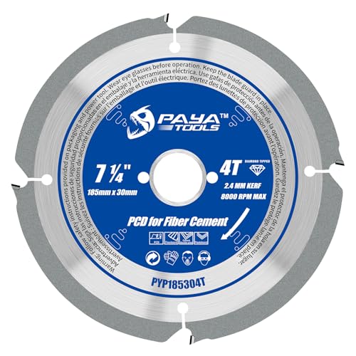 PAYA PCD Kreissägeblatt Ø 185 mm x 30 mm 4 Zähne Diamant-Kreissägeblatt Sägen Heimwerken Polykristalliner Diamant bestückt für Faserzementplatten,Beton Harte Materialien etc. PY185304T von PAYA TOOLS