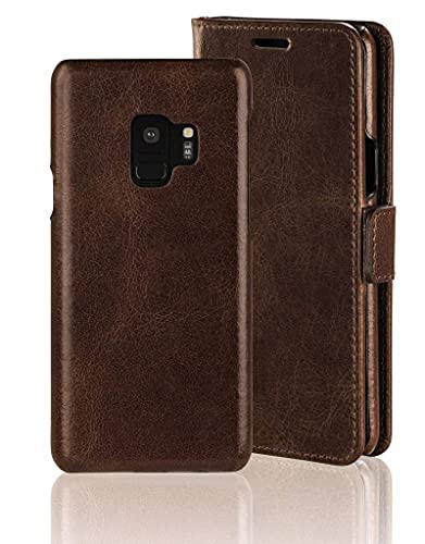 PAZZiMO Echt-Lederhülle für Samsung Galaxy S9 | Handytasche 2in1 mit herausnehmbaren magnetischem Leder-Backcover | Echtleder Wallet mit Kartenfächern | Leder-Tasche von PAZZiMO