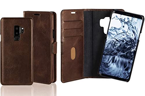 PAZZiMO Echt-Lederhülle für Samsung Galaxy S9 Plus | Handytasche 2in1 mit herausnehmbaren magnetischem Leder-Backcover | Echtleder Wallet mit Kartenfächern | Leder-Tasche von PAZZiMO