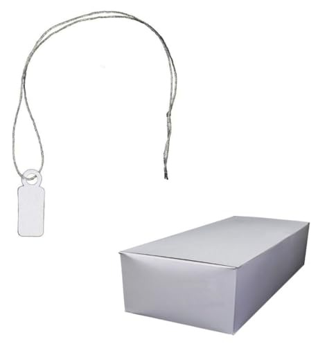 1.000 Hängeetiketten mit Faden Karton weiss | PB-Onlinehandel (7x19mm) von PB-Onlinehandel