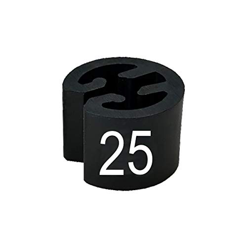 Größenreiter MINI Ø13mm für Kleiderbügel schwarz, Druck weiß - Aufdrucke wählbar (25) von PB-Onlinehandel