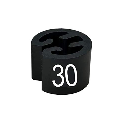 Größenreiter MINI Ø13mm für Kleiderbügel schwarz, Druck weiß - Aufdrucke wählbar (30) von PB-Onlinehandel