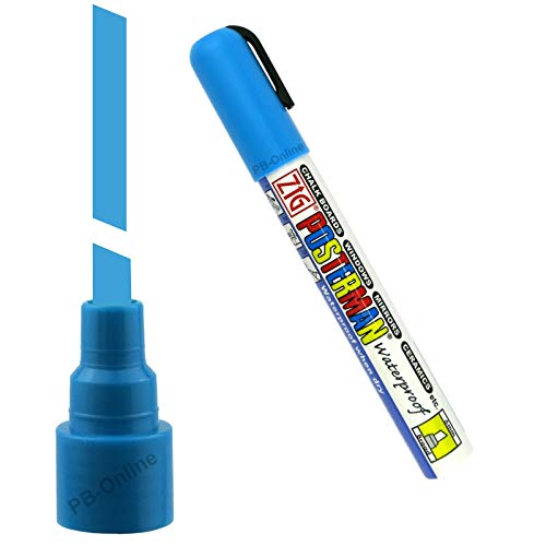 PB-Onlinehandel 3 Stück ZIG Posterman Glasschreiber PMA-50 wasserfest 6mm (leuchtblau) von PB-Onlinehandel