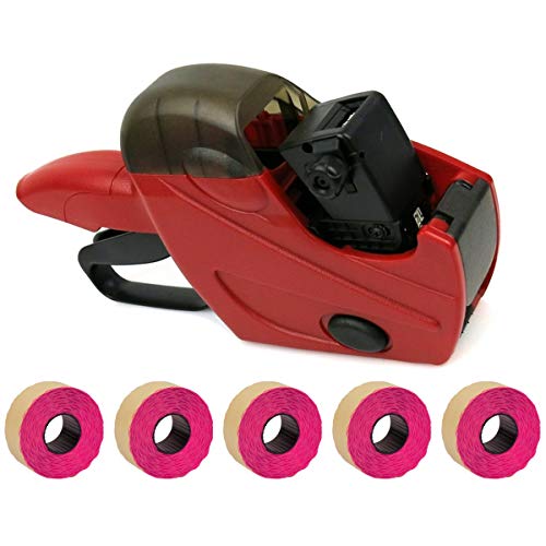 PB-Onlinehandel Preisauszeichner Set | UNO C6 Etikettier-Gerät | Hand-Auszeichner mit 7.500 Etiketten in leuchtpink permanent | robust und langlebig von PB-Onlinehandel