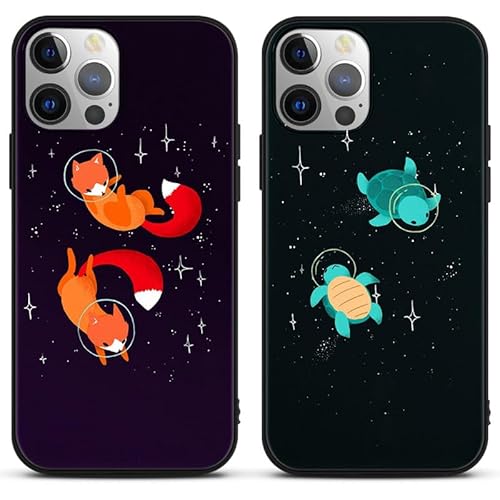 [2 Stück] Aesthetic Handyhülle für iPhone 7/iPhone 8/SE 2020/2022 4,7" Hülle, Schutzhülle mit Space Turtles Lustig Muster Junge Mädchen Case Schwarz Silikon Stoßfest TPU Cover für iPhone SE 2020/2022 von PBNDJVG