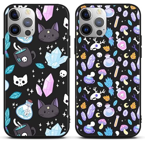 [2 Stück] Handyhülle für Apple iPhone 11 6,1" Hülle, Schwarz Weich Silikon Stoßfest TPU Schutzhülle mit Herb Witch Lustig Muster Halloween Design Mädchen Frauen Case für iPhone 11 von PBNDJVG