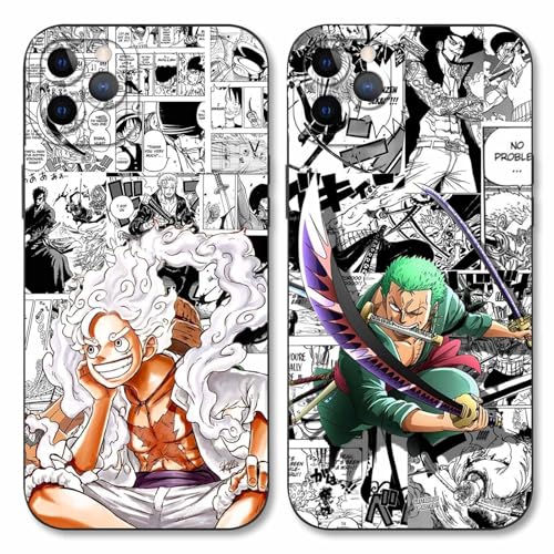 2 Stück Handyhülle für Apple iPhone 11 Pro Max Hülle 6.5'' Anime Luffy Zoro Gear 5 Sun God Nika Muster Design Manga Case Kameraschutz Schutzhülle TPU Silikon Weich Ultra Dünn Schwarz2 von PBNDJVG