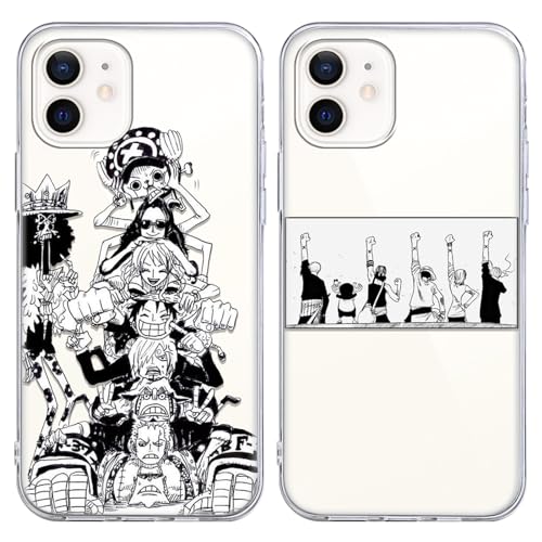 2 Stück Handyhülle für Apple iPhone 14 Pro Hülle 6.1 Zoll, Anime One Piece Luffy Zoro Chopper Brook Sanji mit Motiv Designs Manga Case Schutzhülle Stoßfest TPU Weich Ultra Dünn Cover -Transparent1 von PBNDJVG