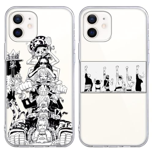 2 Stück Handyhülle für Apple iPhone 15 PLUS Hülle 6.7 Zoll, Anime One Piece Luffy Zoro Chopper Brook Sanji mit Motiv Designs Manga Case Schutzhülle Stoßfest TPU Weich Ultra Dünn Cover -Transparent1 von PBNDJVG