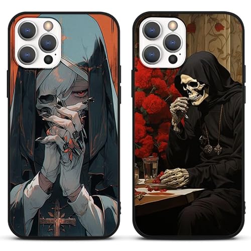 [2 Stück] Handyhülle für Apple iPhone 15 PRO 6.1" Hülle, Schutzhülle mit Skelett Lustig Motiv Aesthetic Case Schwarz Silikon Stoßfest Kratzen TPU Cover für iPhone 15 PRO von PBNDJVG