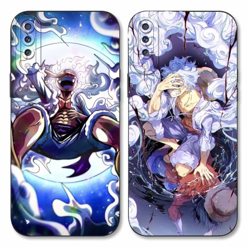 2 Stück Handyhülle für Samsung Galaxy A50/A30S/A50s Hülle 6.4'' Anime One Piece Luffy Zoro Gear 5 Sun God Nika Muster Design Manga Case Kameraschutz Schutzhülle TPU Silikon Weich Ultra Dünn Schwarz1 von PBNDJVG