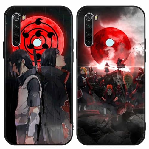PBNDJVG 2 Stück Handyhülle für Xiaomi Redmi Note 8 Hülle 6.3 Zoll Anime Uchiha Itachi Sasuke Manga Muster Design Junge Case All Inklusiv Linsen Schutzhülle TPU Silikon Weich Ultra Dünn Cover, 02 von PBNDJVG