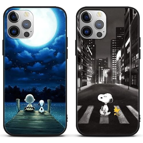 [2 Stück] Schutzhülle für Apple iPhone 15 PRO Hülle 6.1", Weich TPU Stoßfest Silikon Cartoon Anime Handyhülle mit Snoopy Karikatur Muster Design Cover für iPhone 15 PRO,Niedlich 1 von PBNDJVG