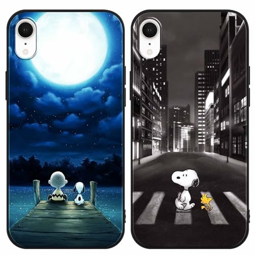 [2 Stück] Schutzhülle für Apple iPhone XR Hülle 6,1", Weich TPU Stoßfest Silikon Cartoon Anime Handyhülle mit Snoopy Karikatur Muster Design Cover für iPhone XR,Niedlich 1 von PBNDJVG