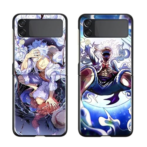 [2 Stück] Schutzhülle für Samsung Galaxy Z Flip 3 5G Hülle 6.3 Zoll, Anime One Piece Luffy Gear 5 Nika Handyhülle Case Junge Cool Manga Muster Design Stoßfest für Samsung Z Flip3, 03 von PBNDJVG