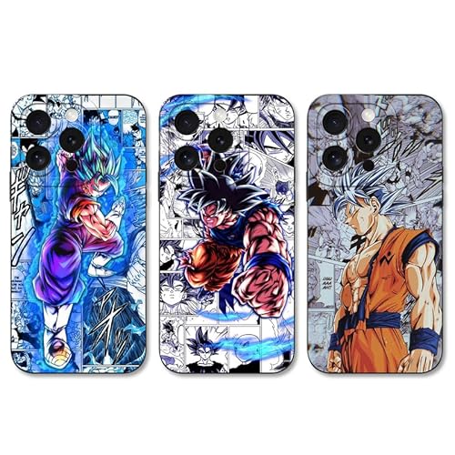 3 Stück Handyhülle für Apple iPhone 12 Pro Max Hülle 6.7 Zoll Anime Dragonball Super Z DBZ Son Goku Manga Muster Design Junge Case All Inklusiv Linsen Schutzhülle TPU Silikon Weich Ultra Dünn, 01 von PBNDJVG