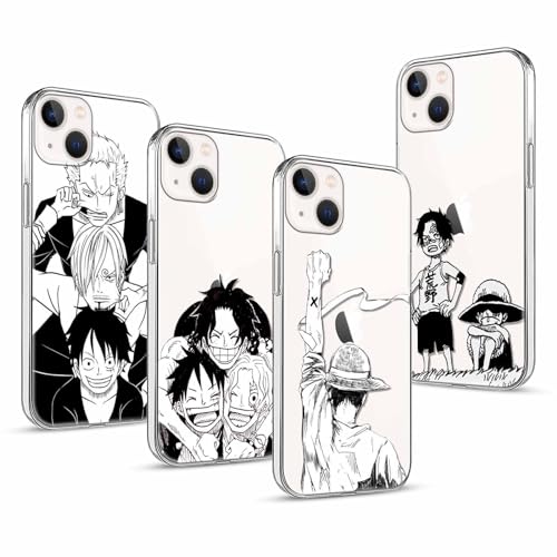 4 Stück Handyhülle für Apple iPhone 13 Hülle 6.1'' Anime Luffy Zoro Gear 5 Sun God Nika Ace Manga Muster Design Case Transparent Schutzhülle TPU Silikon Weich Ultra Dünn- 4 Pack von PBNDJVG