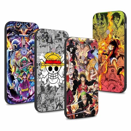 4 Stück Handyhülle für Xiaomi Redmi 9C(4G)/9C NFC/10A Hülle 6.53'' Anime One Piece Luffy Zoro Gear 5 Sun God Nika Manga Muster Design Case Kameraschutz Schutzhülle TPU Silikon Weich Ultra Dünn von PBNDJVG