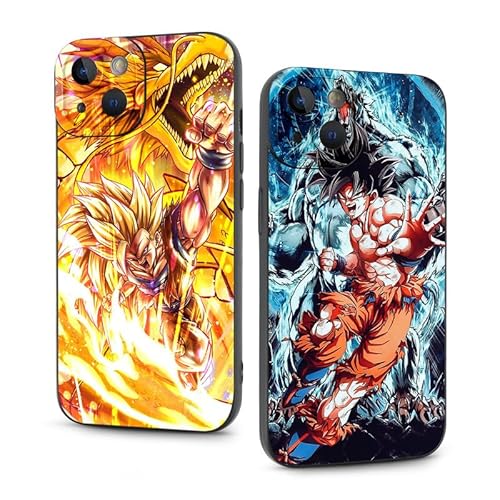 Handyhülle 2 Stück für Apple iPhone 13 Pro Hülle 6.1'' Anime Dragonball Z Super Z DBZ Son Goku Manga Junge Muster Design Case All Inklusiv Linsen Schutzhülle Stoßfest TPU Weich Ultra Dünn Cover,07 von PBNDJVG