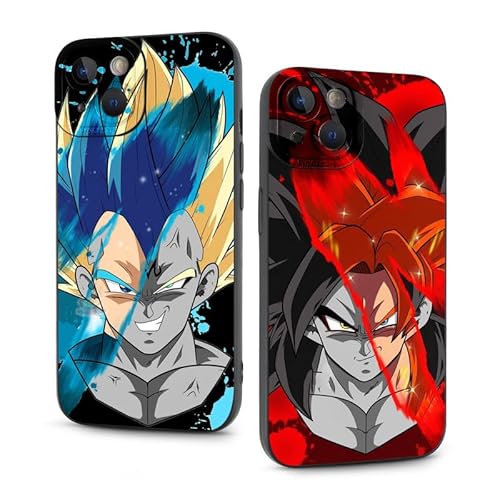 Handyhülle 2 Stück für Apple iPhone 14 Plus Hülle 6.7'' Anime Dragonball Z Super Z DBZ Son Goku Manga Junge Muster Design Case All Inklusiv Linsen Schutzhülle Stoßfest TPU Weich Ultra Dünn Cover,04 von PBNDJVG