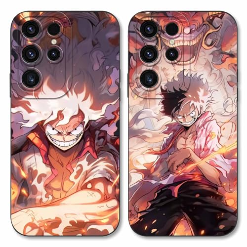 Handyhülle 2 Stück für Samsung S23 Ultra 5G Hülle 6.8'' Anime One Piece Luffy Zoro Gear 5 Sun God Nika Muster Design Manga Case Kameraschutz Schutzhülle Stoßfest TPU Weich Ultra Dünn Cover - Schwarz3 von PBNDJVG