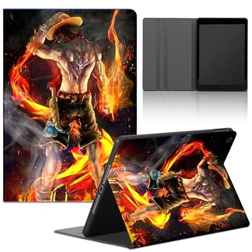 Hülle für Apple iPad Air (2020) (5th)/Air 4/Air 5 (2022) 10.9'', Tablet Anime One Piece Ace Junge Ultra Dünn Leicht Schutzhülle Cover PU Leder Flip Verstellbar Ständer Tablet Folio von PBNDJVG