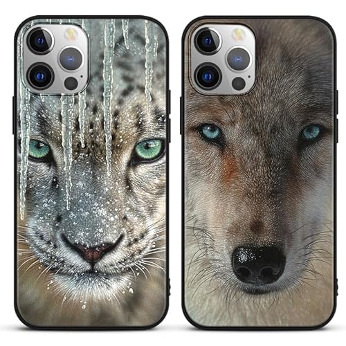 PBNDJVG [2 Stück] Handyhülle für Apple iPhone 11 6,1" Hülle, Schwarz Silikon Stoßfest TPU Schutzhülle mit Leopard Wolf Lustig Muster Junge Mädchen Aesthetic Case für iPhone 11, Animal3 von PBNDJVG