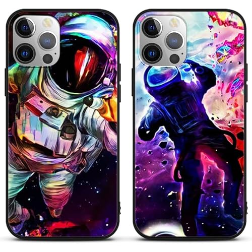 PBNDJVG [2 Stück] Handyhülle für Apple iPhone 11 6,1" Hülle, Schwarz Weich Silikon Stoßfest TPU Schutzhülle mit Astronaut Muster Lustig Design Junge Mädchen Aesthetic Case für iPhone 11 von PBNDJVG